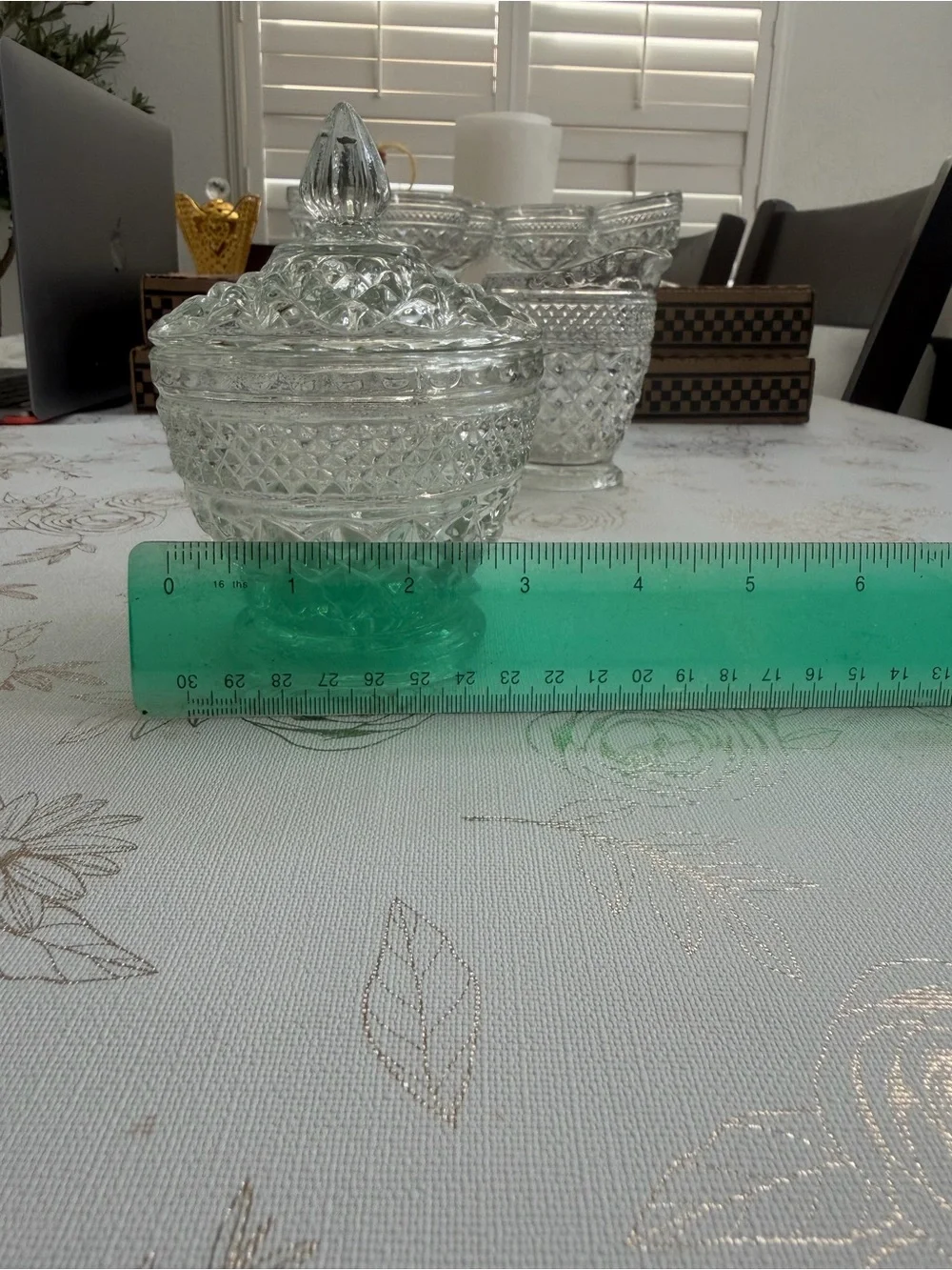 Vintage Wexford by Anchor Hocking Clear Glass Lidded Sugar Bowl Candy Dish Jar